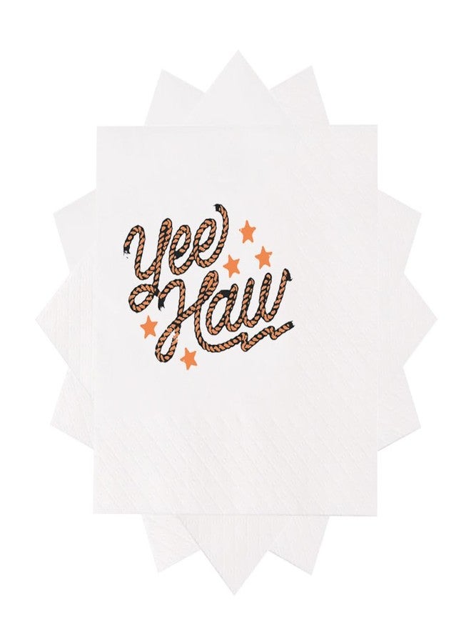 VOWFOO Yee Haw Rope Cocktail Napkins Funny And Humorous Country Western Cowboy Phrase and Saying Retro Vintage Party Beverage Bar Disposable Paper Napkins 100Pcs 4.5 x 4.5 2-ply (Yee Haw Rope) - Image 2